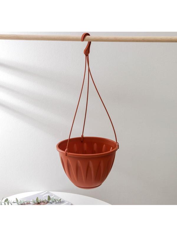 Кашпо уличное для цветов с поддоном «Алиция», 4,3 л, цвет терракотовый, ПОДВЕС В ПОДАРОК