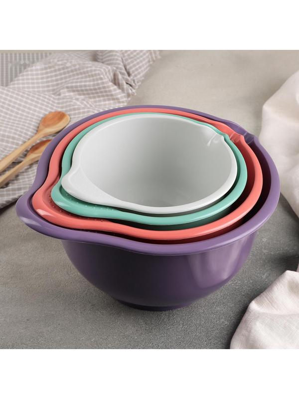 Набор ёмкостей для миксера, 4 шт: 1,4, 1,9, 2,6, 3,6 л, цвет МИКС