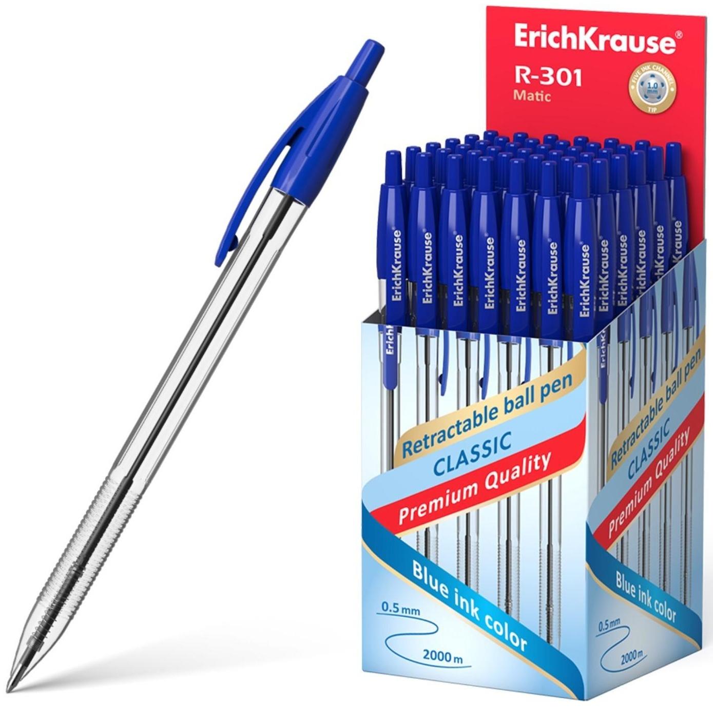 Ручка шариковая автоматическая Erich Krause R-301 MATIC, стержень синий, 1.0 мм EK 38509