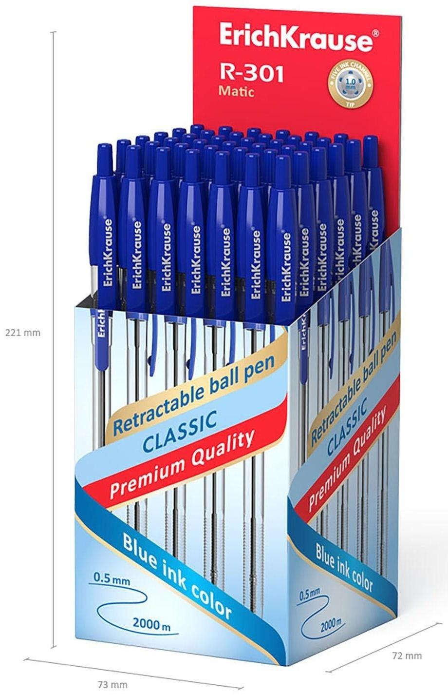 Ручка шариковая автоматическая Erich Krause R-301 MATIC, стержень синий, 1.0 мм EK 38509