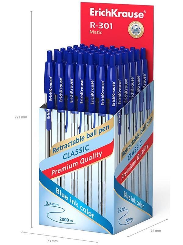Ручка шариковая автоматическая Erich Krause R-301 MATIC, стержень синий, 1.0 мм EK 38509