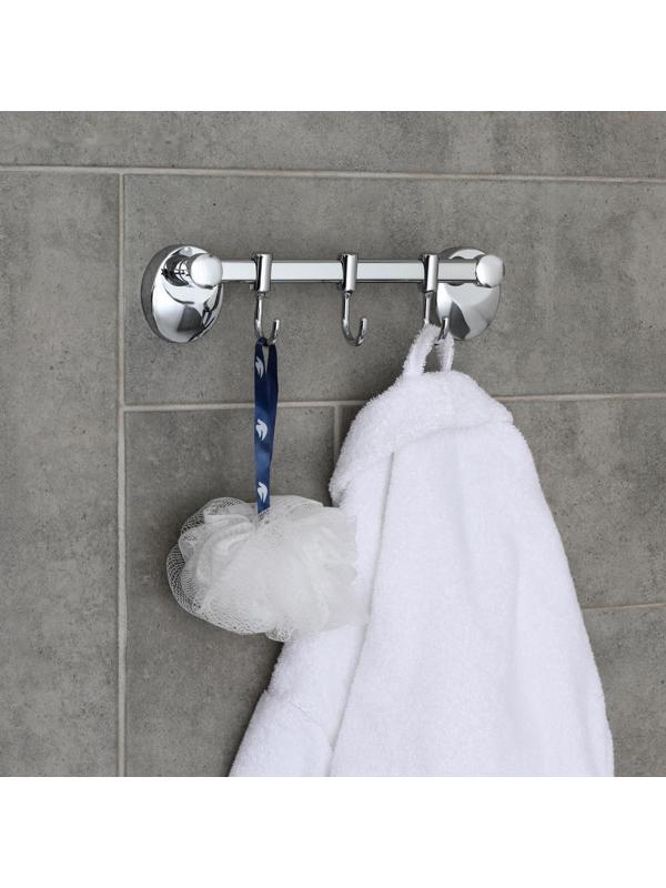Крючок настенный, двигающийся, на планке Accoona A11091-3, 3 шт, цвет хром