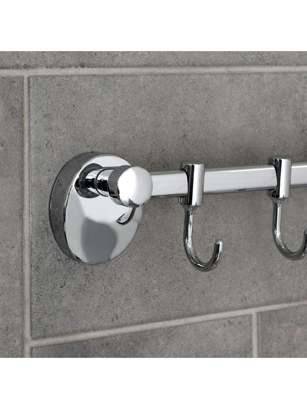 Крючок настенный, двигающийся, на планке Accoona A11091-3, 3 шт, цвет хром