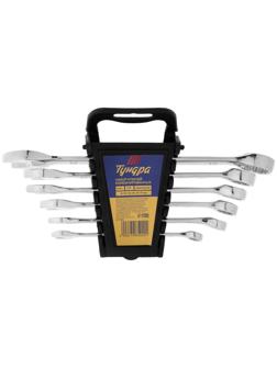 Набор ключей комбинированных в холдере ТУНДРА, CrV, зеркальные, 8 - 17 мм, 6 шт.