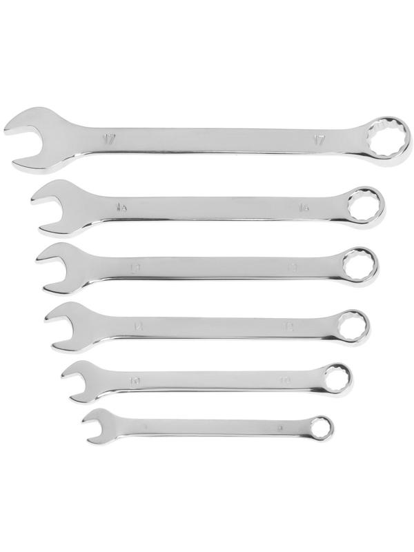 Набор ключей комбинированных в холдере ТУНДРА, CrV, зеркальные, 8 - 17 мм, 6 шт.