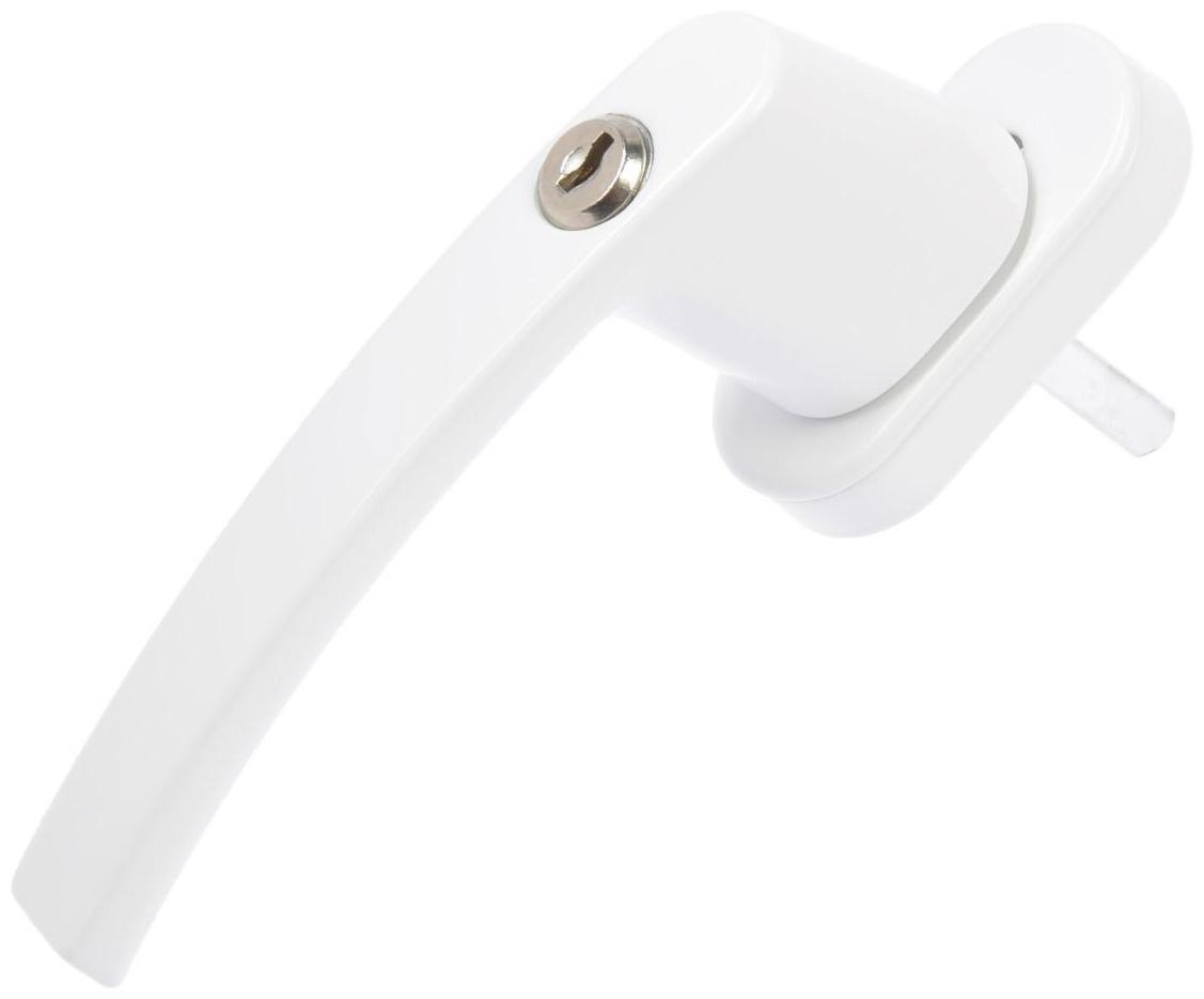 Ручка оконная с замком, металлическая, белая