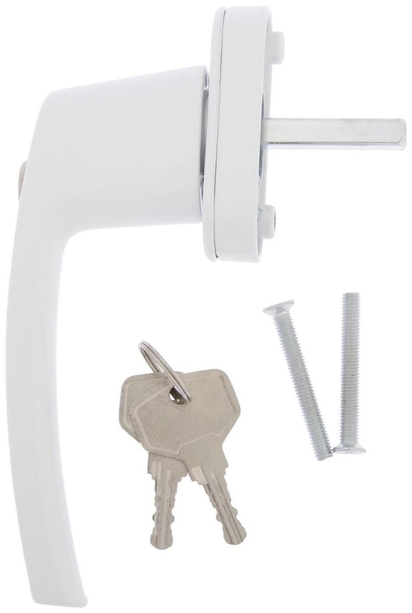 Ручка оконная с замком, металлическая, белая