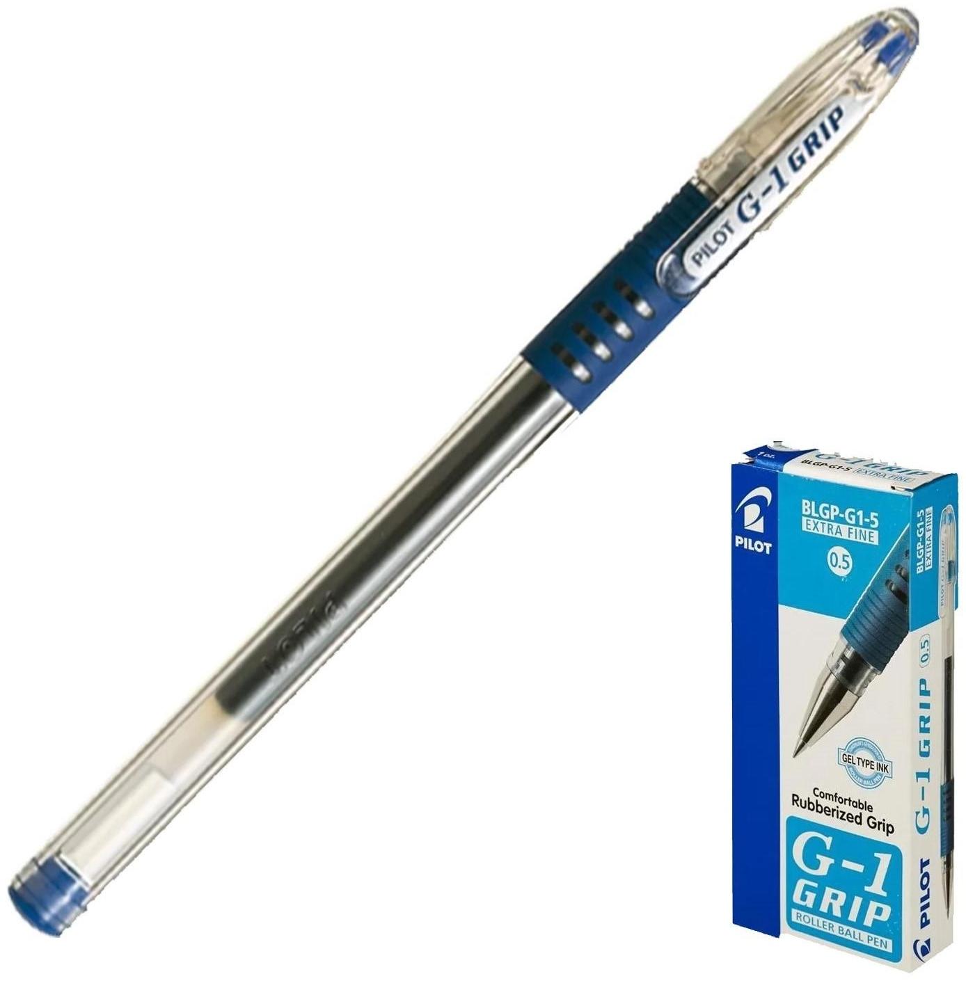 Ручка гелевая Pilot G1 Grip, узел 0.5 мм, чернила синие, резиновый упор