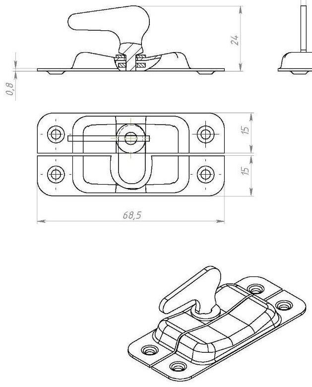 Завертка форточная ЗФ-2, покрытие полимер