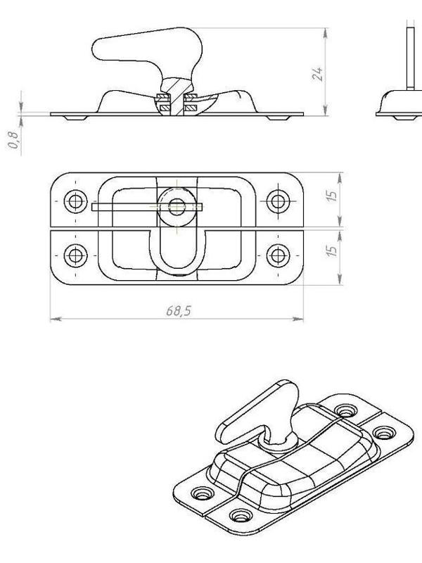 Завертка форточная ЗФ-2, покрытие полимер