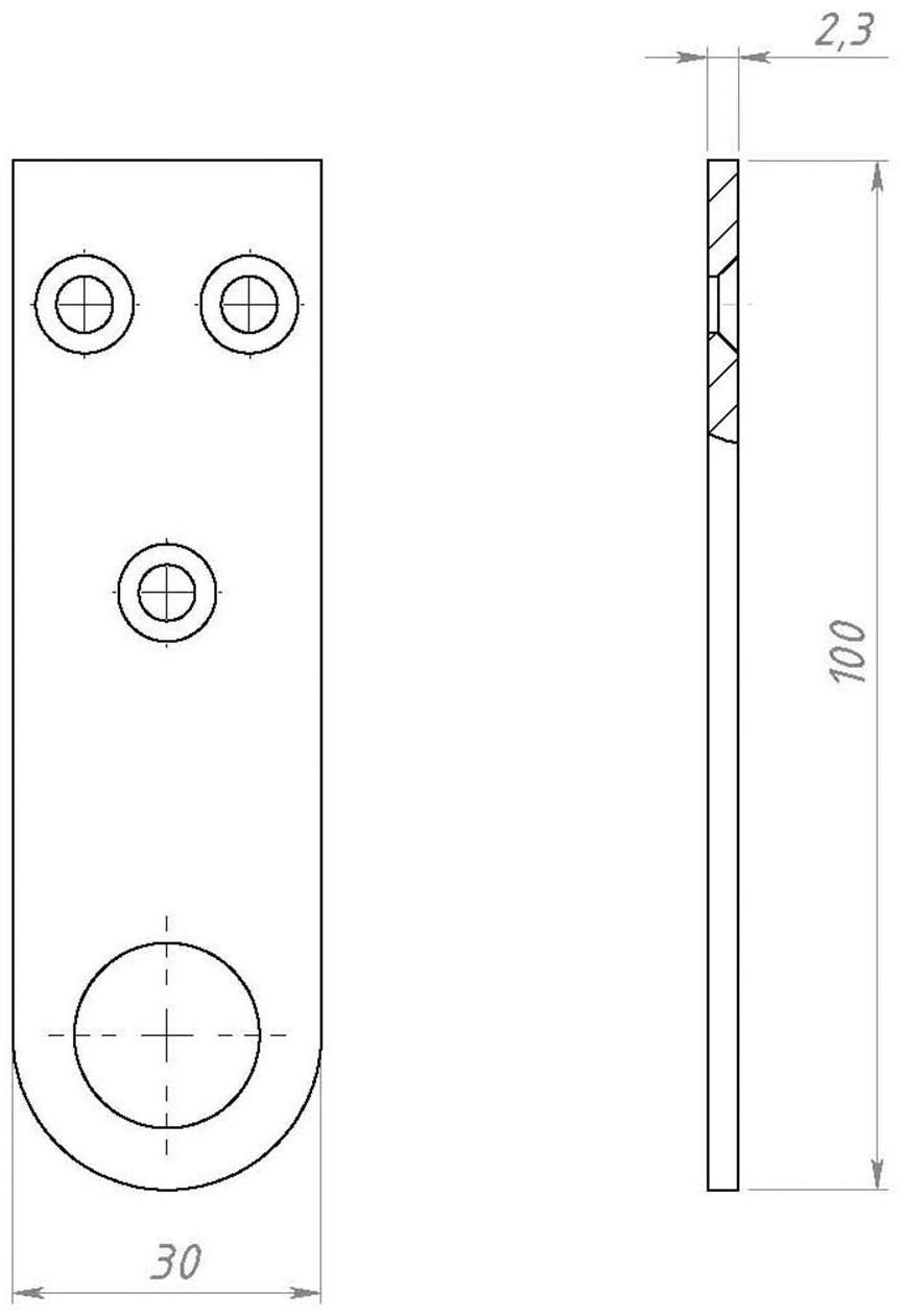 Пробой-ушко, 30 х 100 мм, оцинкованное