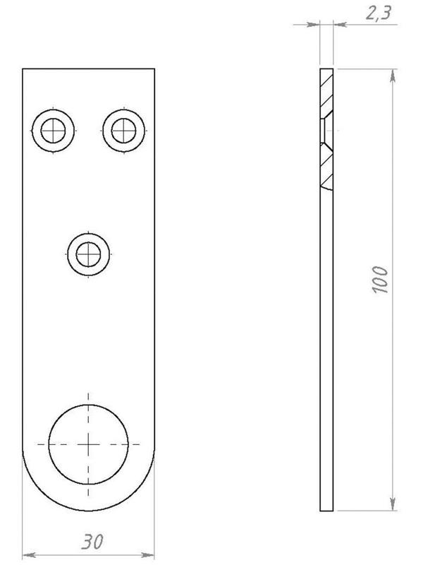 Пробой-ушко, 30 х 100 мм, оцинкованное