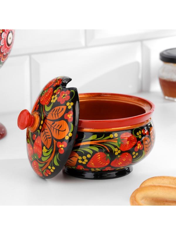 Сахарница, большая, 15×10 см, хохлома