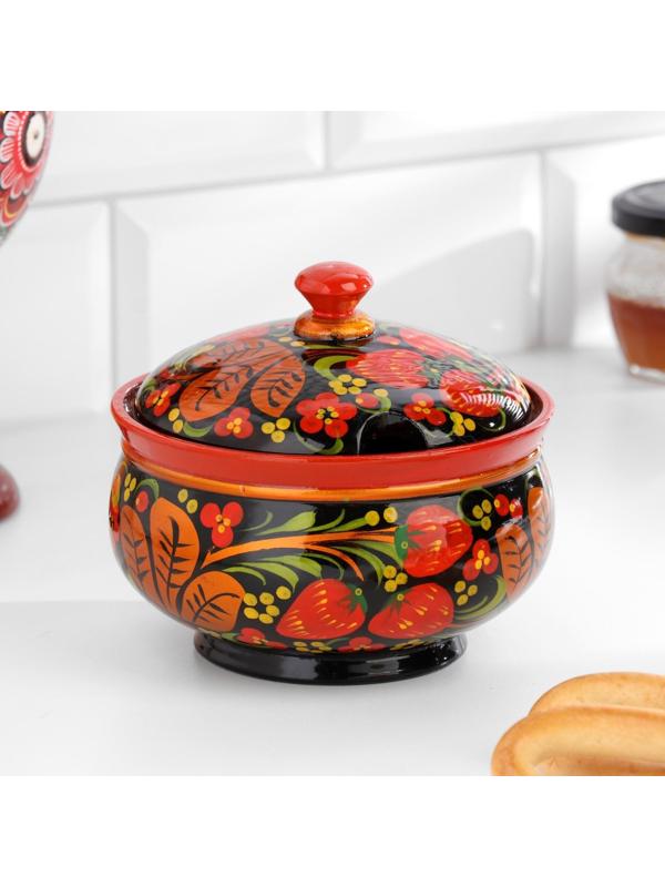 Сахарница, большая, 15×10 см, хохлома