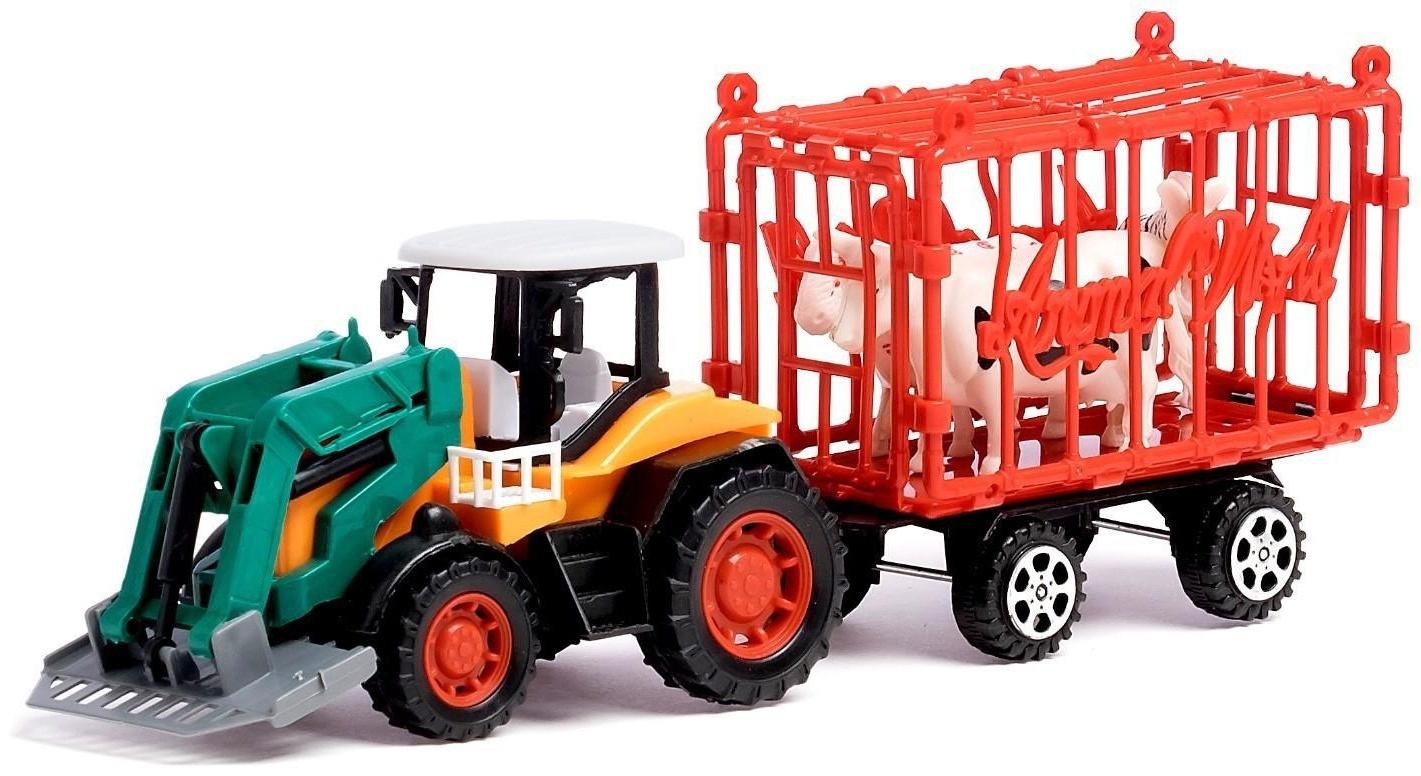 Трактор инерционный «Фермер», с прицепом и животными, МИКС