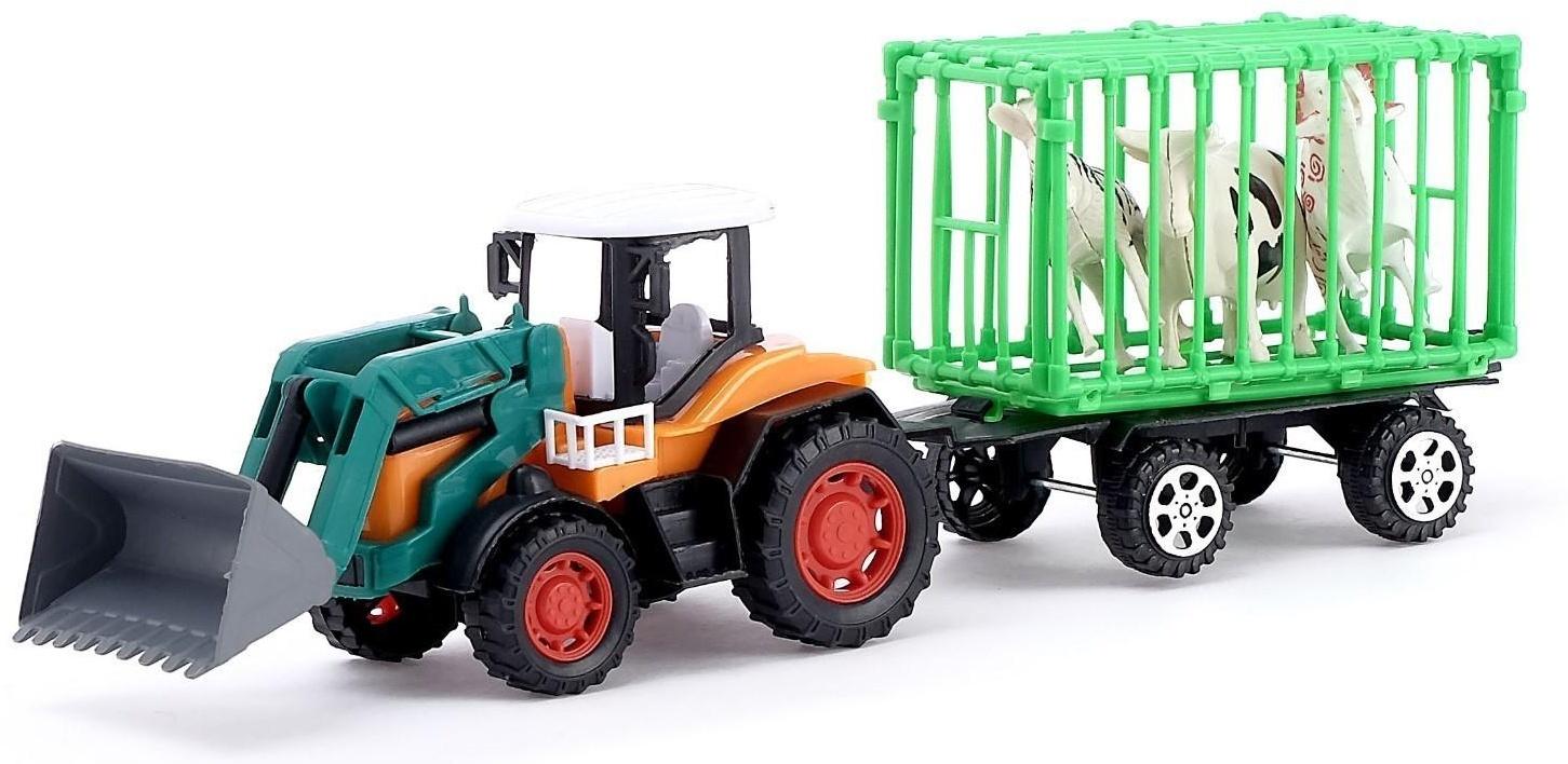 Трактор инерционный «Фермер», с прицепом и животными, МИКС