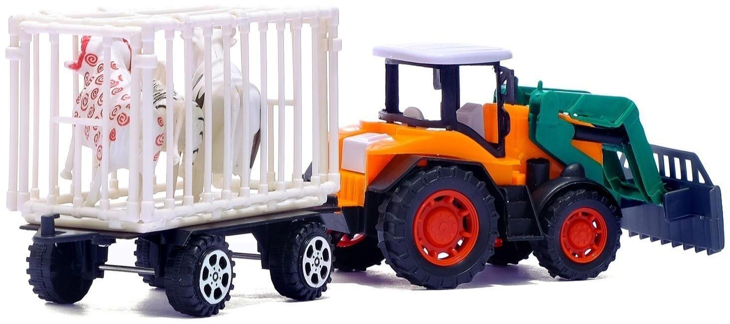 Трактор инерционный «Фермер», с прицепом и животными, МИКС