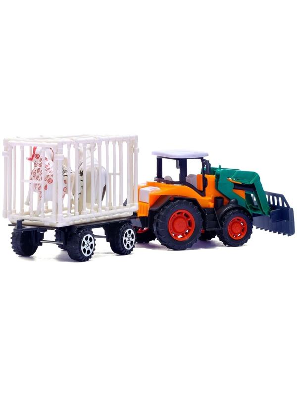 Трактор инерционный «Фермер», с прицепом и животными, МИКС