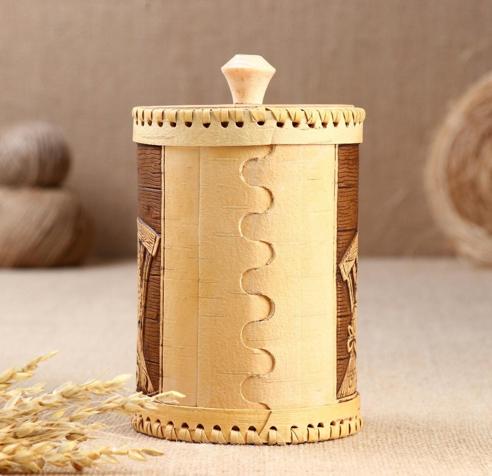 Туес «Дедушка и бабушка», соль,10х17,5 см, береста