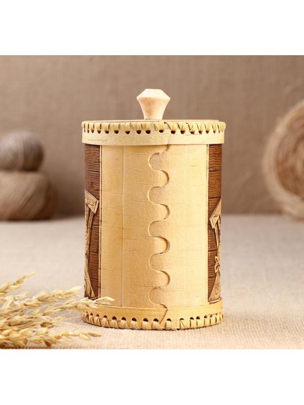 Туес «Дедушка и бабушка», соль,10х17,5 см, береста