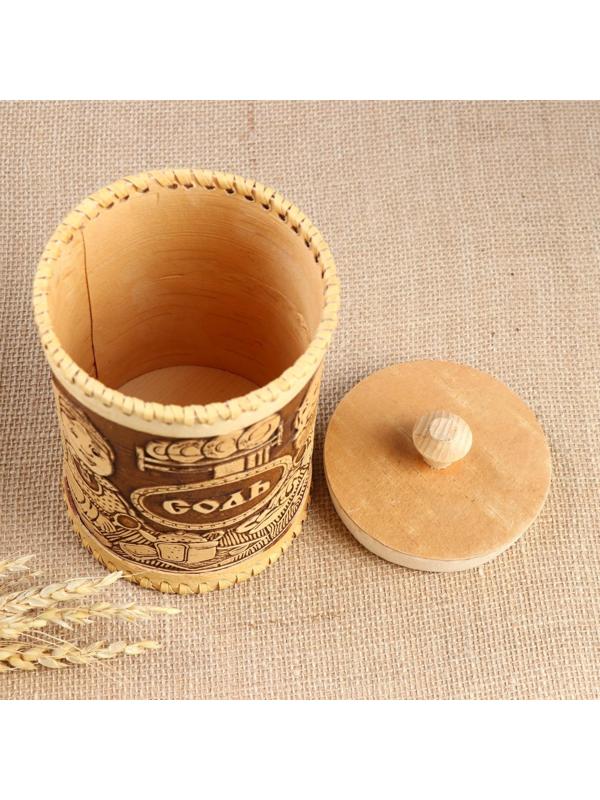 Туес «Дедушка и бабушка», соль,10х17,5 см, береста