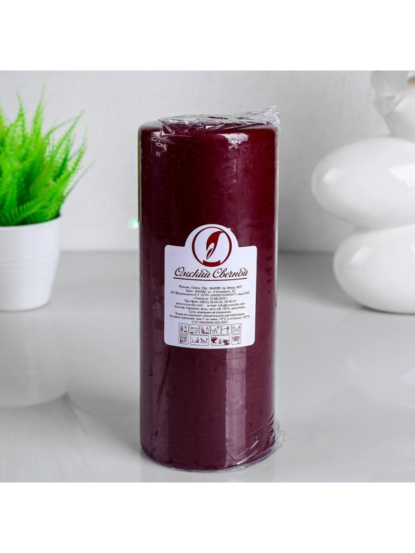 Свеча - цилиндр, 8х20 см, 90 ч, 795 г, бордовая