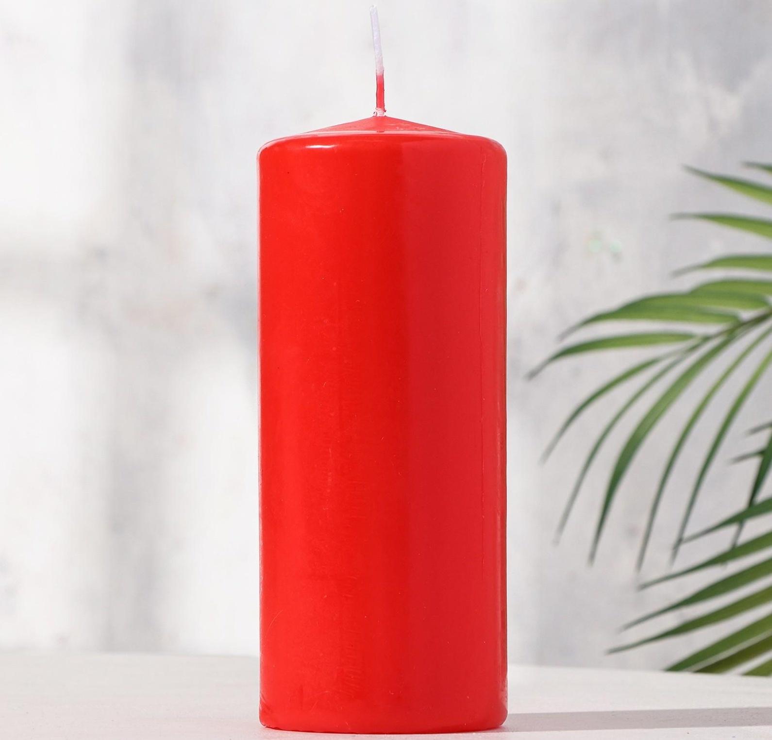 Свеча - цилиндр, 7х17 см, 50 ч, 515 г, красная