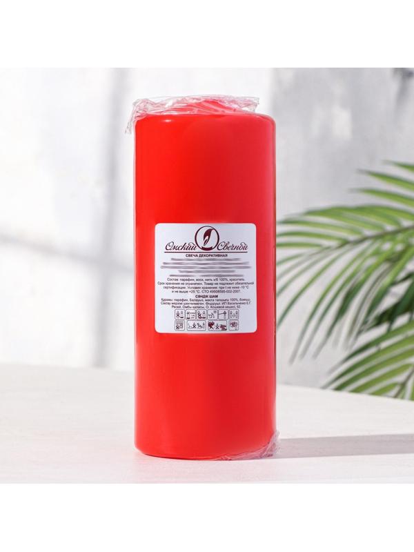 Свеча - цилиндр, 7х17 см, 50 ч, 515 г, красная