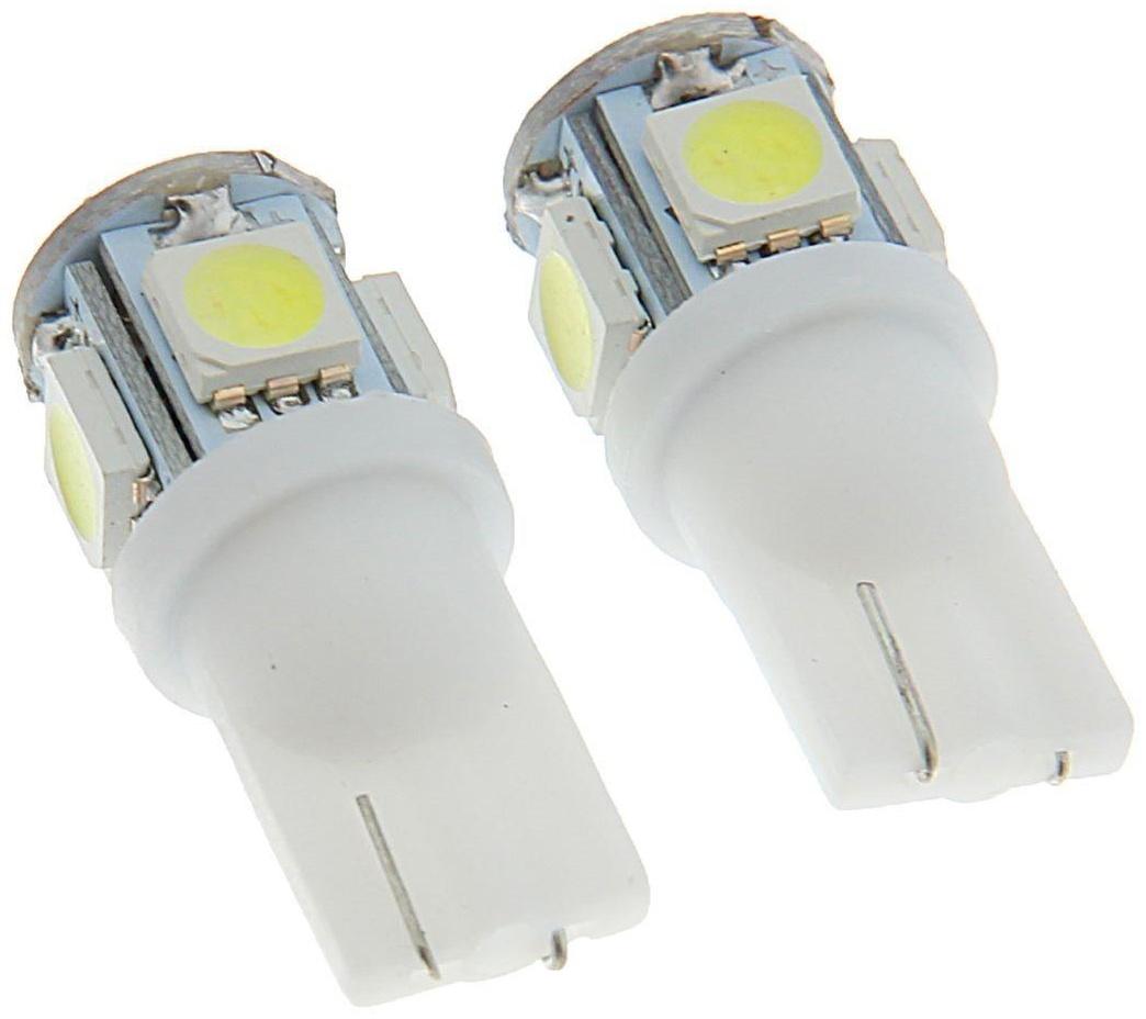 Автолампа светодиодная Cartage, T10 W5W, 12 В, 5 SMD-5050, набор 2 шт
