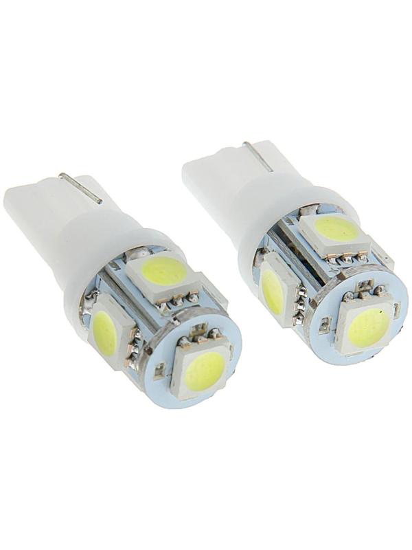 Автолампа светодиодная Cartage, T10 W5W, 12 В, 5 SMD-5050, набор 2 шт
