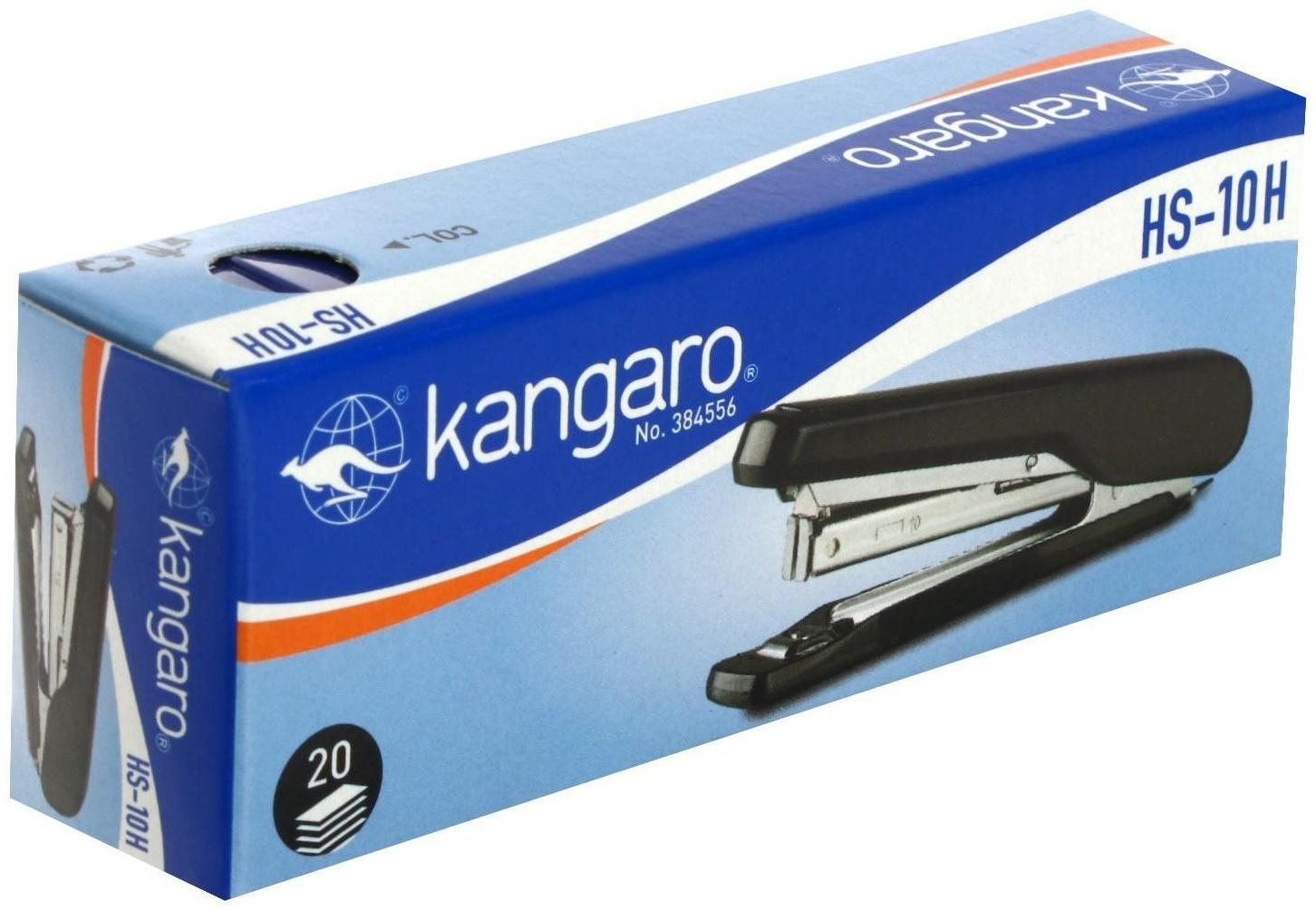 Степлер Kangaro HS-10H №10, до 20 листов, встроенный антистеплер, 50 скоб, микс