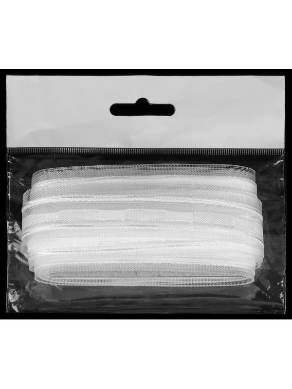 Шторная лента, 3 см, 10 ± 1 м, цвет белый