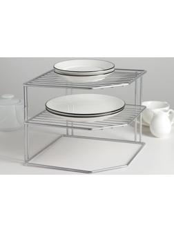 Подставка для посуды, 2 яруса, 25×25×20 см, цвет хром