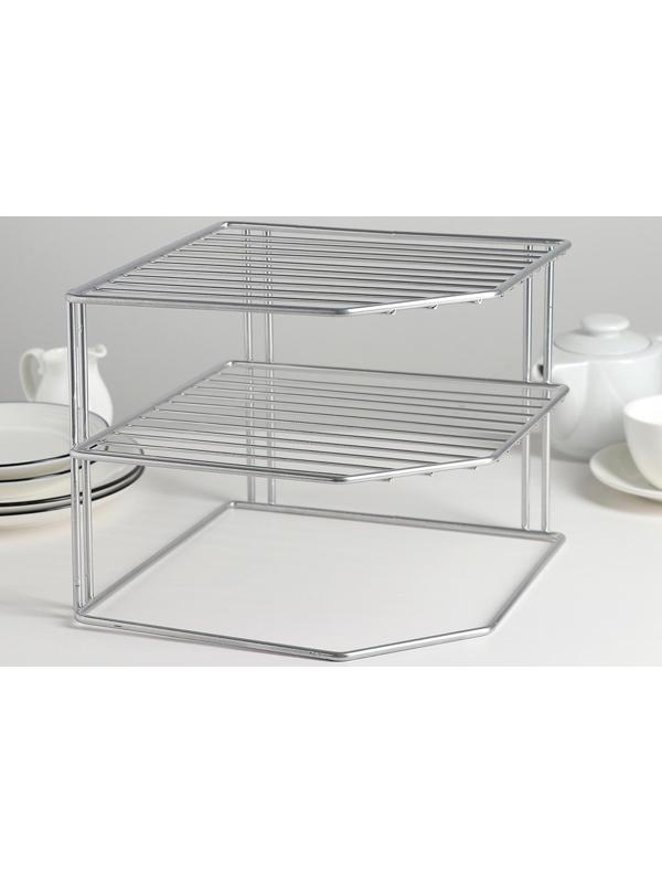 Подставка для посуды, 2 яруса, 25×25×20 см, цвет хром