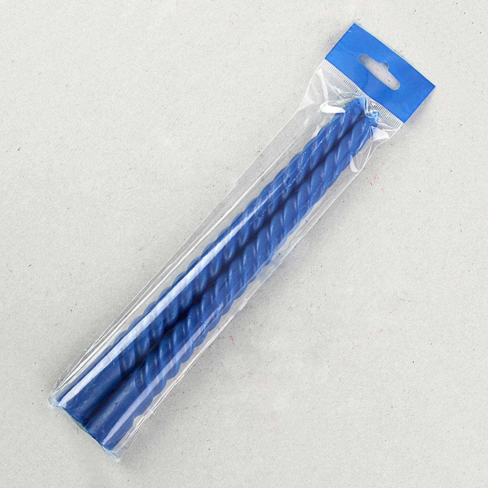 Набор свечей витых, 2,2х 25 см, 2 штуки, синий, подвес