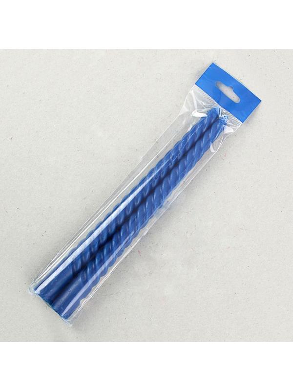 Набор свечей витых, 2,2х 25 см, 2 штуки, синий, подвес