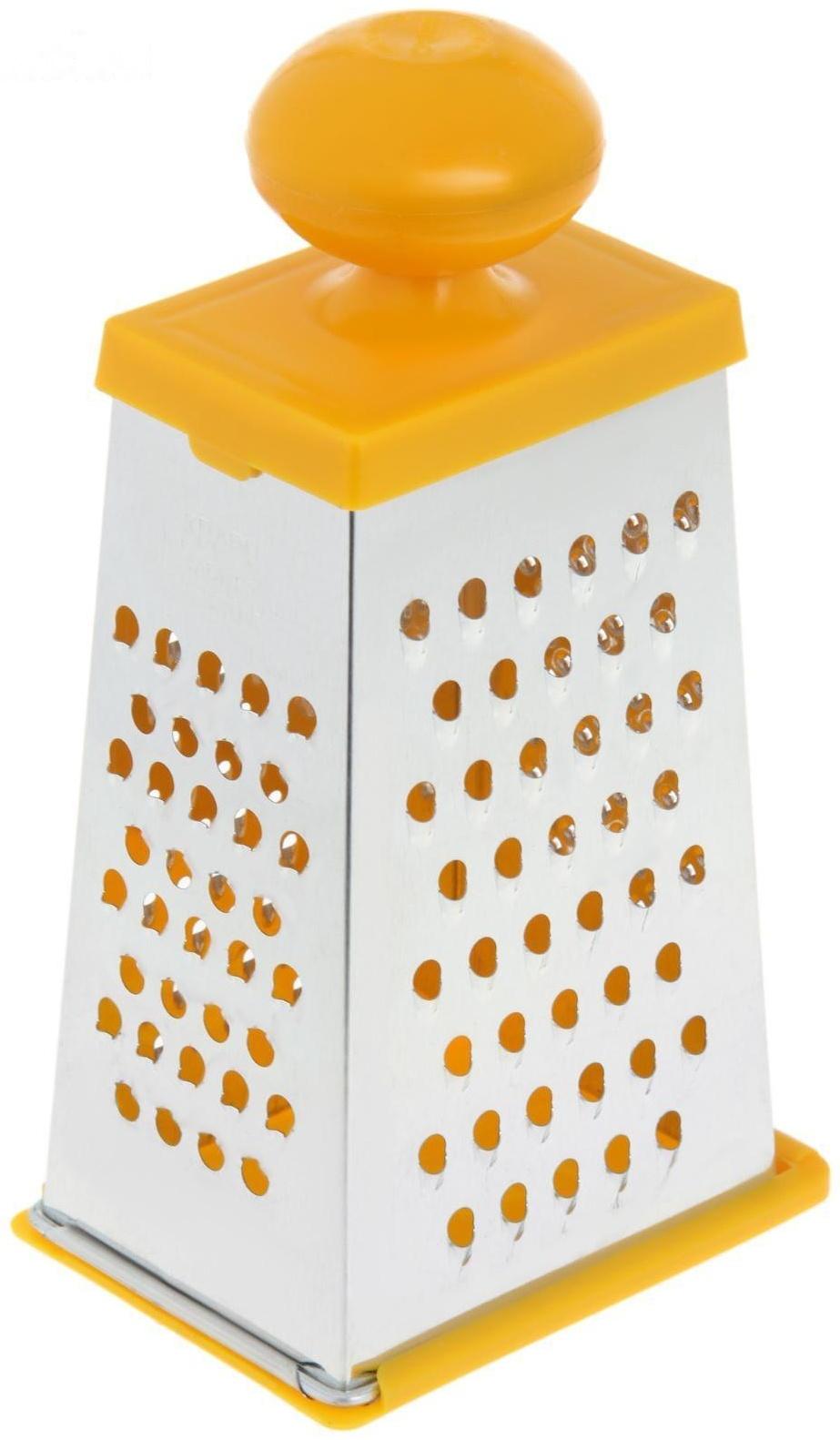 Тёрка «Комфорт» 4 грани, с крышкой-дозатором и круглой пластмассовой ручкой, 11×8,5×23 см, цвет МИКС