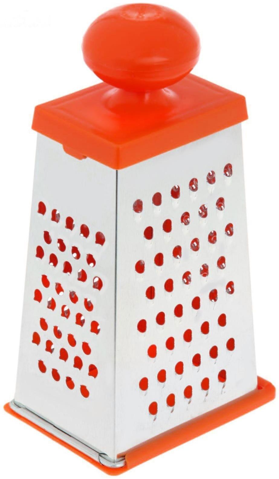 Тёрка «Комфорт» 4 грани, с крышкой-дозатором и круглой пластмассовой ручкой, 11×8,5×23 см, цвет МИКС