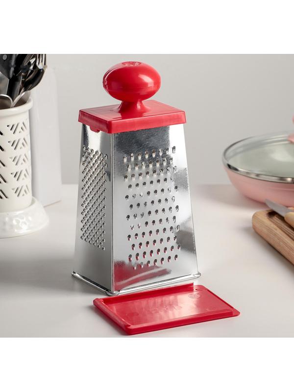 Тёрка «Комфорт» 4 грани, с крышкой-дозатором и круглой пластмассовой ручкой, 11×8,5×23 см, цвет МИКС