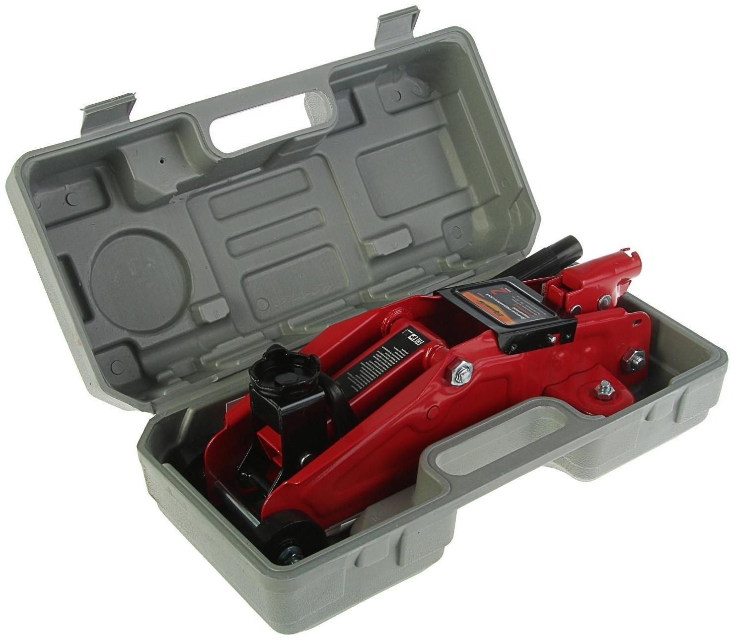 Домкрат гидравлический Sparta, 2 т, подкатной, в кейсе, подъем на 140–285 мм