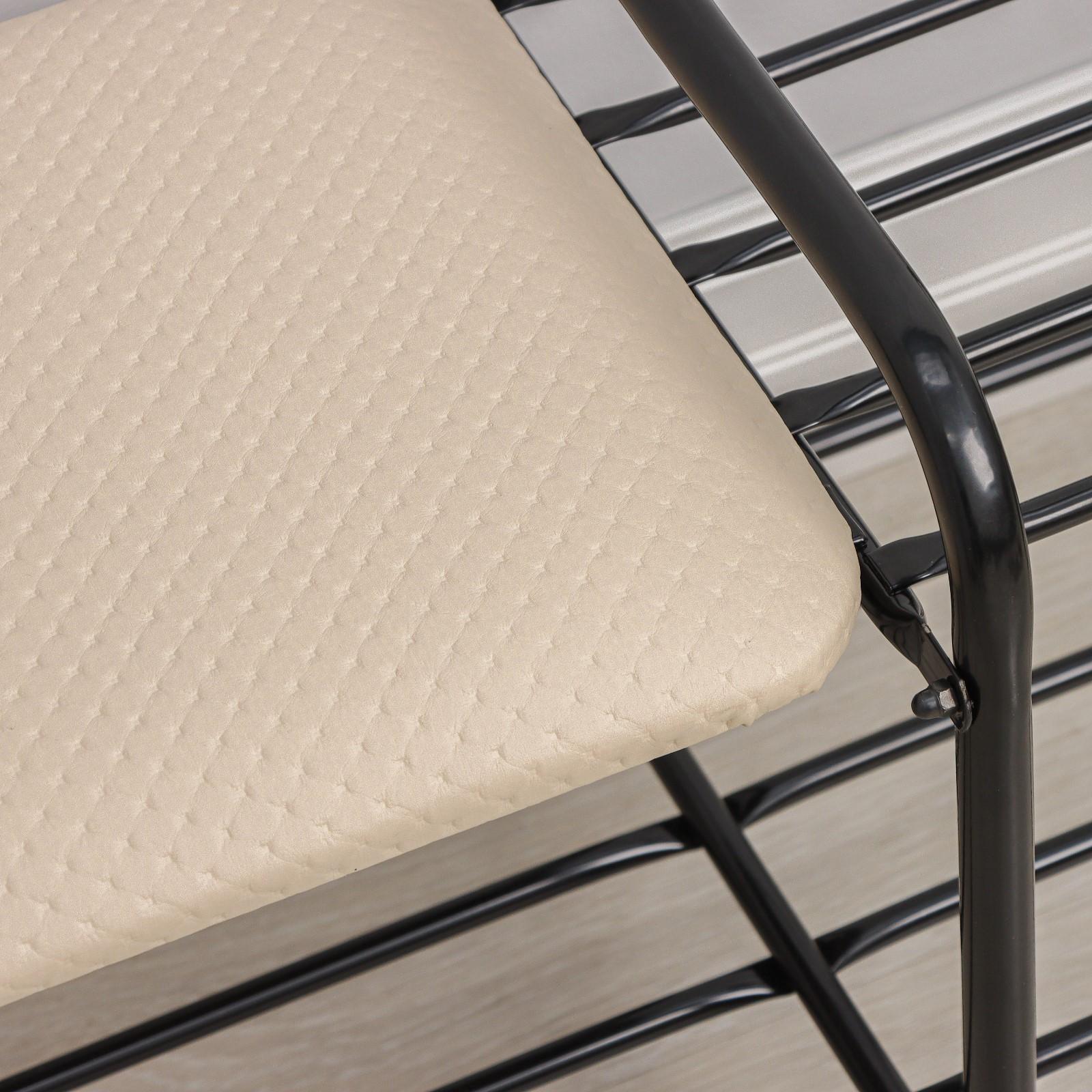 Этажерка для обуви с сиденьем «Люкс», 2 яруса, 79×33×36 см, цвет чёрный