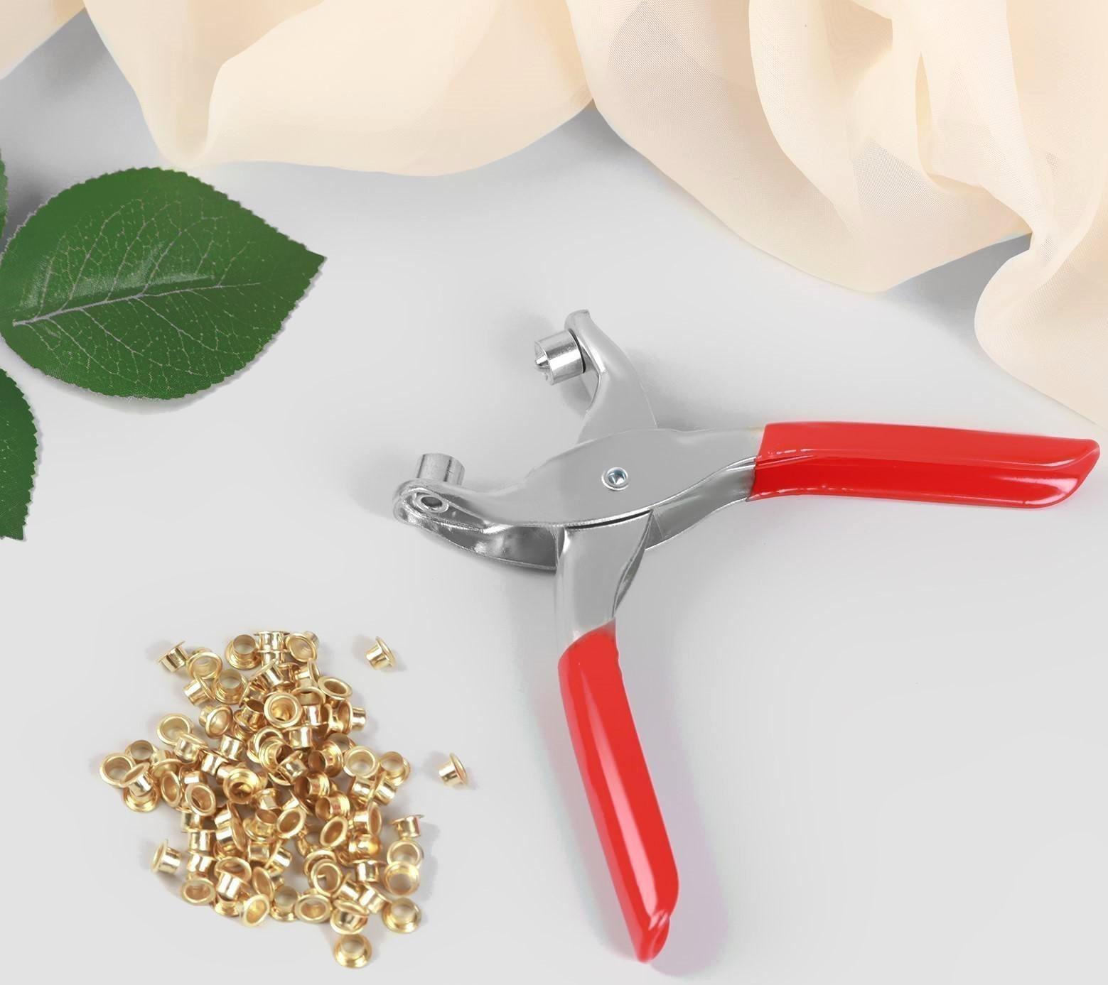 Щипцы для установки блочек, с блочками, 100 шт, d = 0,7/0,4 см, 14 × 8 см