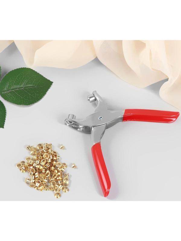 Щипцы для установки блочек, с блочками, 100 шт, d = 0,7/0,4 см, 14 × 8 см