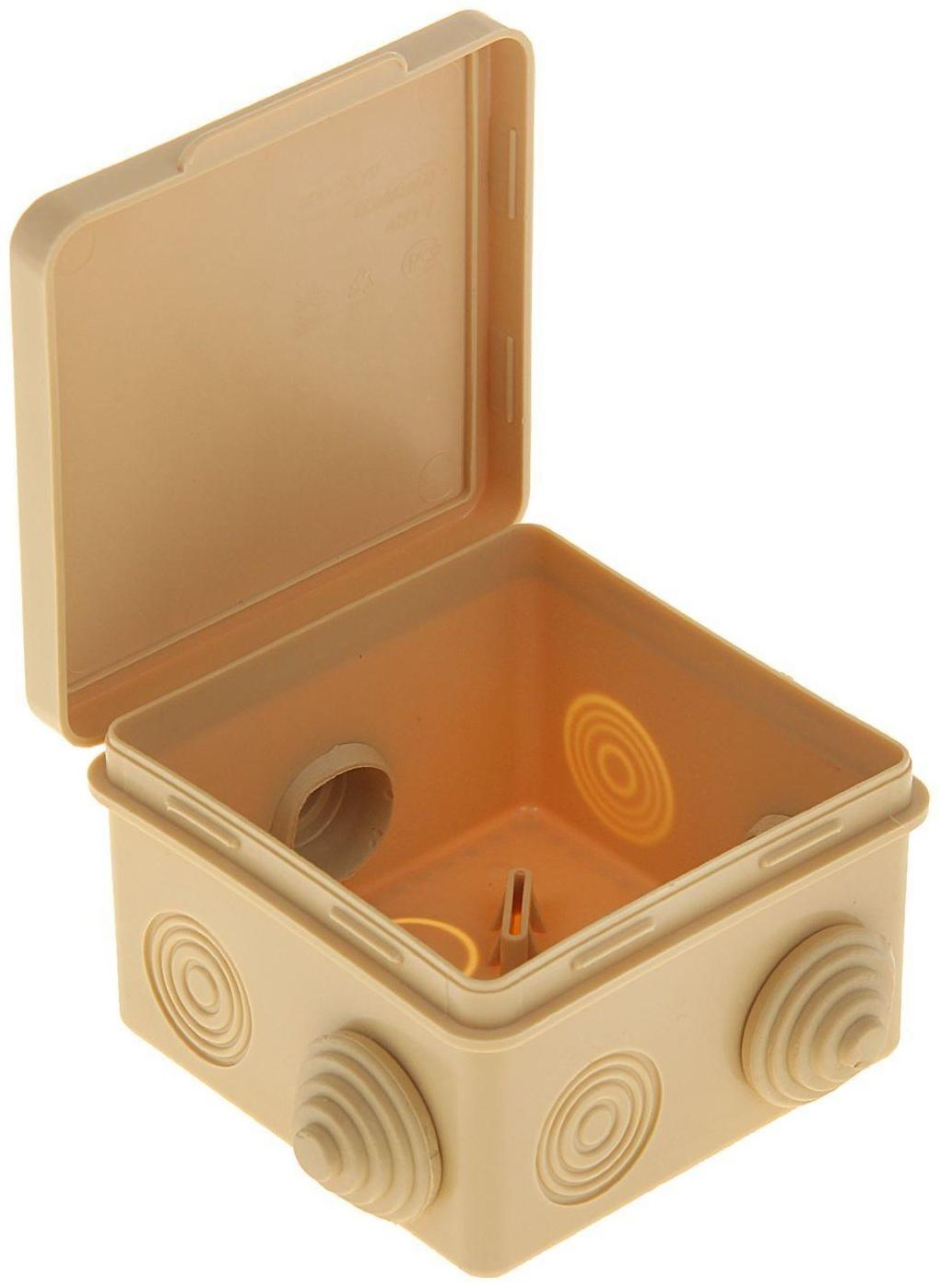 Распаечная коробка Урал ПАК, 80х80х50, IP 54, 7 вх, светлое дерево, КО-82011080-032