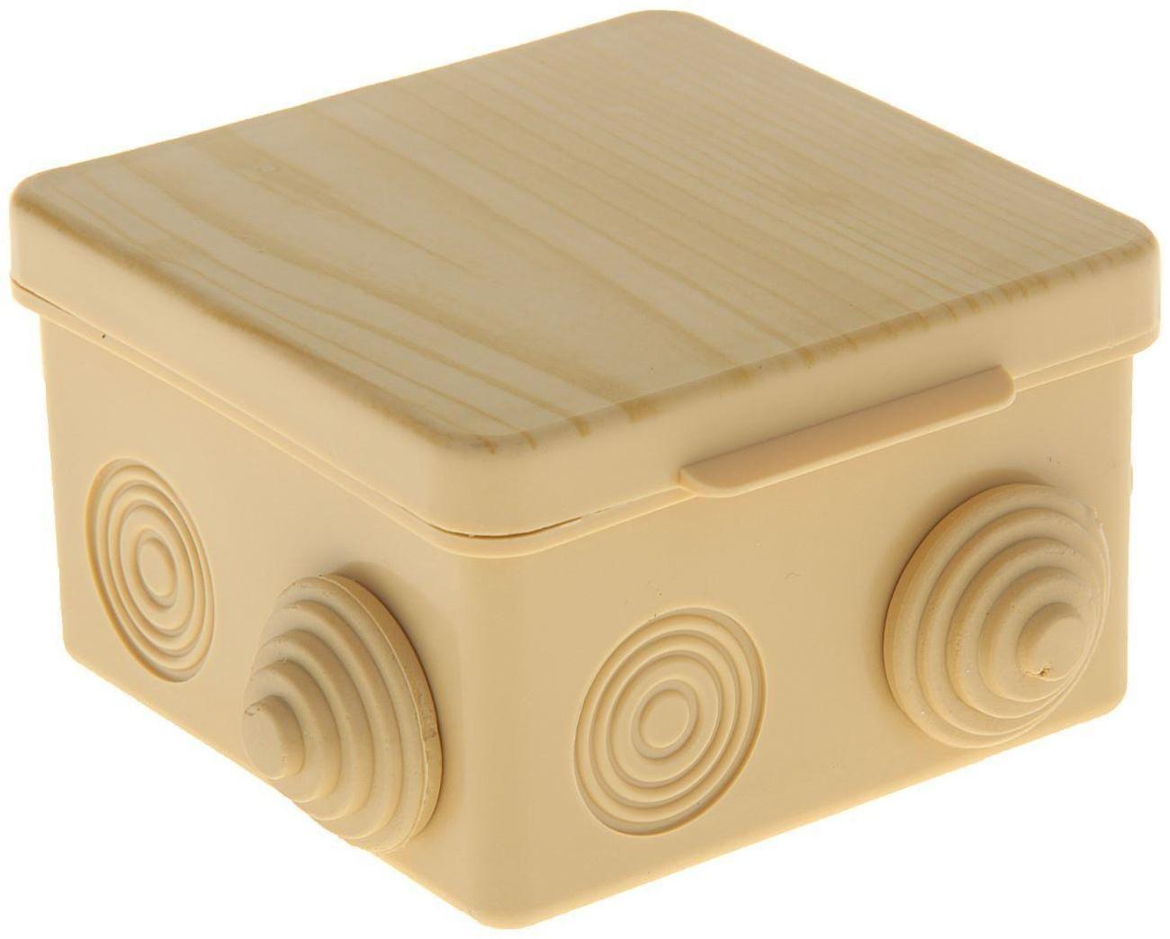 Распаечная коробка Урал ПАК, 80х80х50, IP 54, 7 вх, светлое дерево, КО-82011080-032