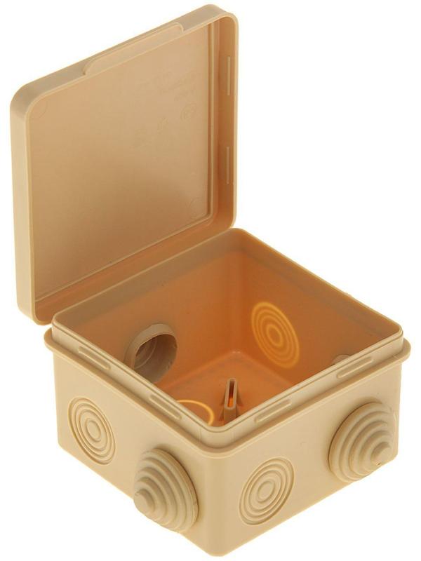 Распаечная коробка Урал ПАК, 80х80х50, IP 54, 7 вх, светлое дерево, КО-82011080-032