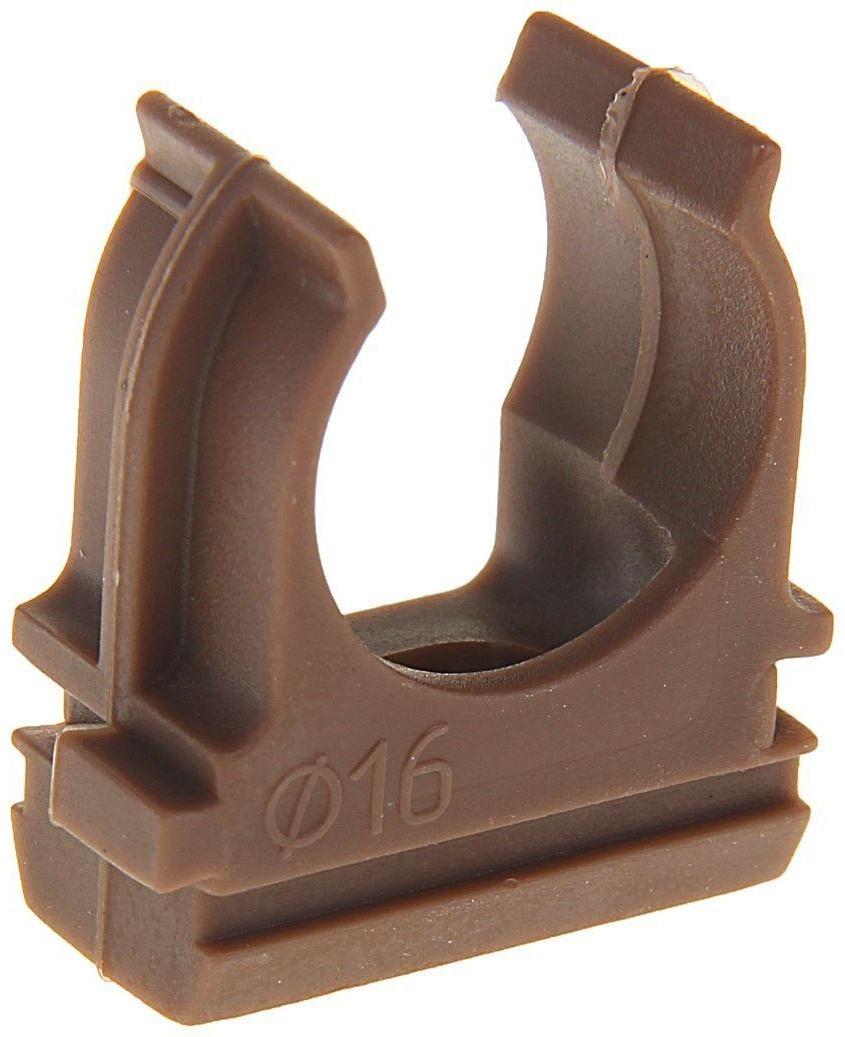 Крепеж-клипса для труб Урал ПАК, 16 мм, темное дерево, АТ-90116-010