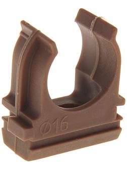 Крепеж-клипса для труб Урал ПАК, 16 мм, темное дерево, АТ-90116-010