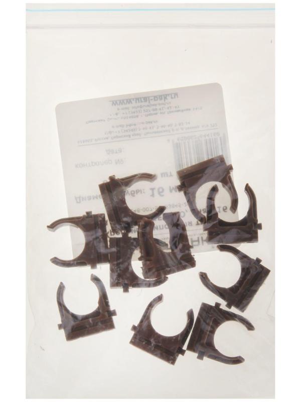 Крепеж-клипса для труб Урал ПАК, 16 мм, темное дерево, АТ-90116-010