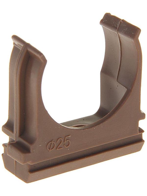 Крепеж-клипса для труб Урал ПАК, 25 мм, темное дерево, АТ-90125-010